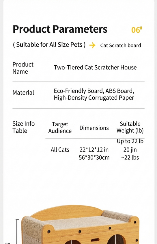 Large Cat House Indoor: Double-Layer Scratch Board Cat Shelter - CatebyPets