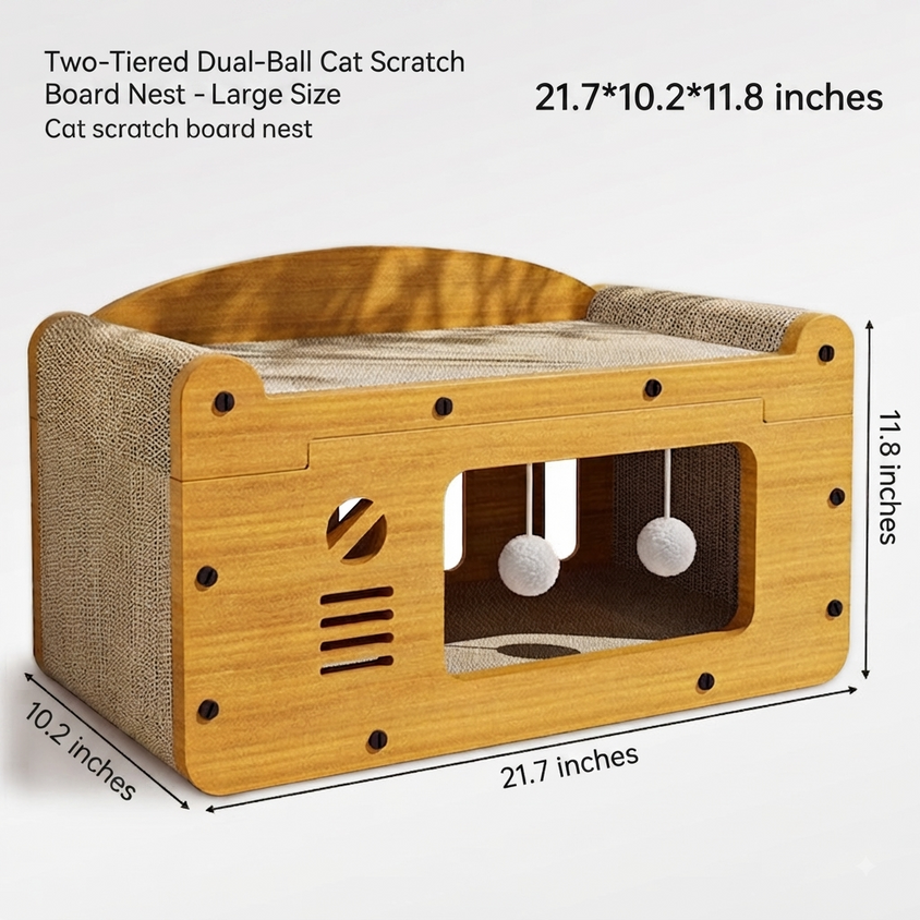 Large Cat House Indoor: Double-Layer Scratch Board Cat Shelter - CatebyPets