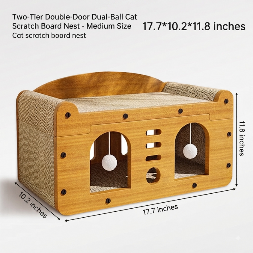 Large Cat House Indoor: Double-Layer Scratch Board Cat Shelter - CatebyPets