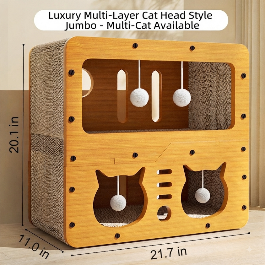 Large Cat House Indoor: Double-Layer Scratch Board Cat Shelter - CatebyPets