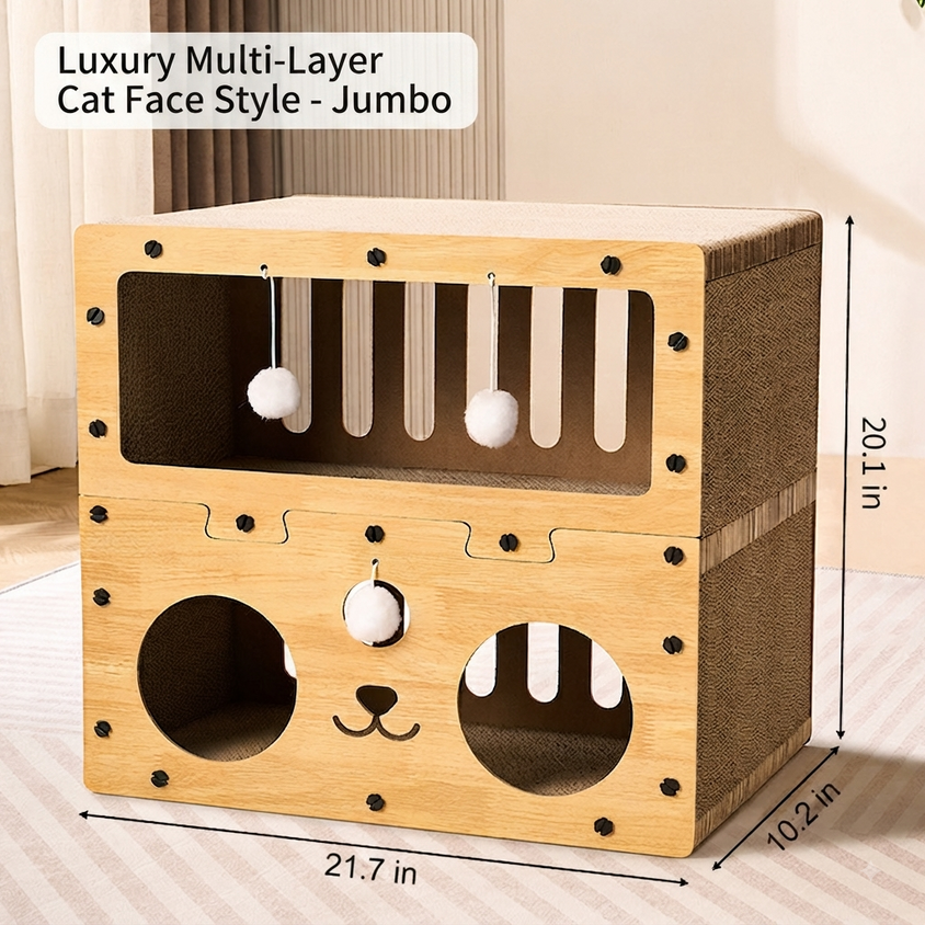 Large Cat House Indoor: Double-Layer Scratch Board Cat Shelter - CatebyPets