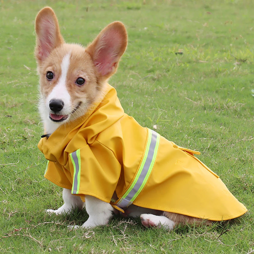 Large Dog Raincoat Corgi Cloak Style Puppy Waterproof Dog Clothes Reflective Pet Windproof Rainproof Hooded Raincoat for Dog - CatebyPets