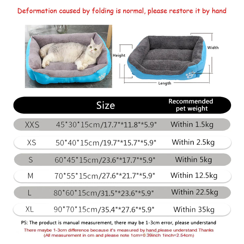 Soft Square Large Dog Sofa Elastic Dog House Cushion Winter Warm Medium Dog Bed Washable Cat Kennel House Accessories - CatebyPets