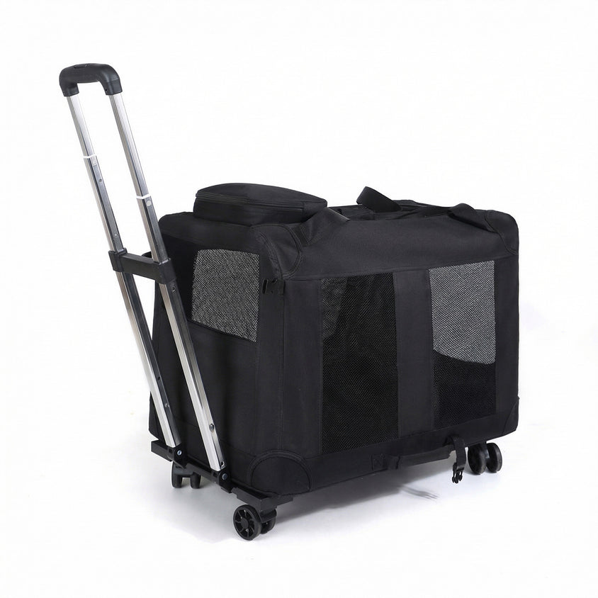 Large Rolling Pet Carrier Foldable Trolley Car Pet Carrier - CatebyPets