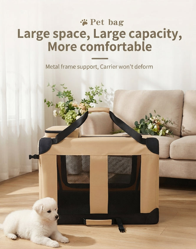 Large Rolling Pet Carrier Foldable Trolley Car Pet Carrier - CatebyPets