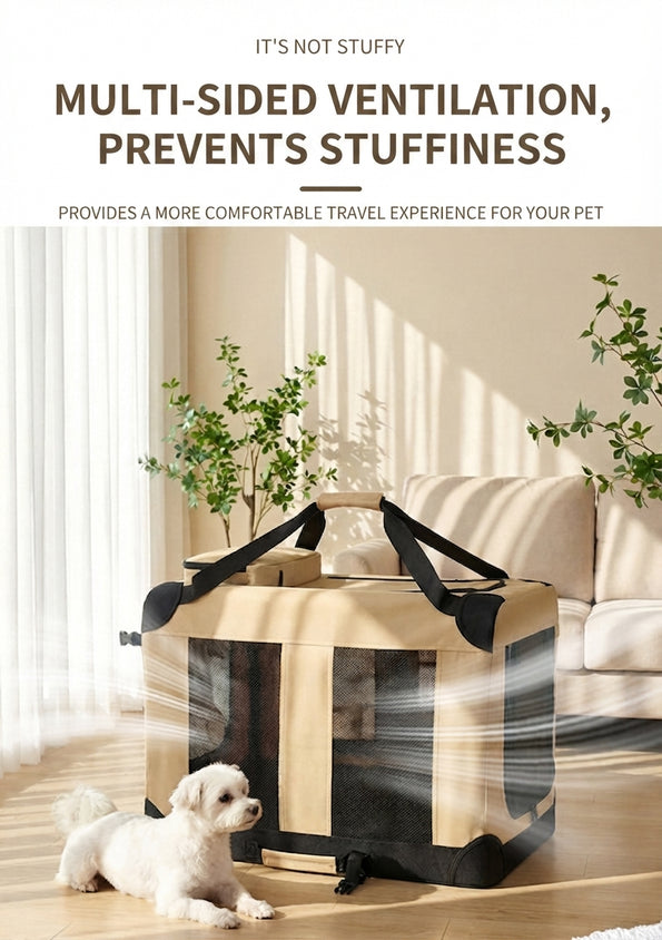 Large Rolling Pet Carrier Foldable Trolley Car Pet Carrier - CatebyPets