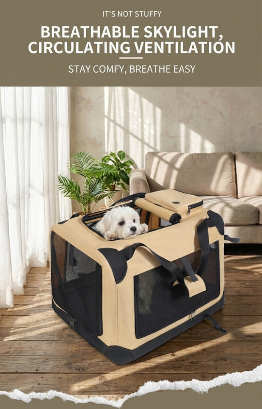 Large Rolling Pet Carrier Foldable Trolley Car Pet Carrier - CatebyPets