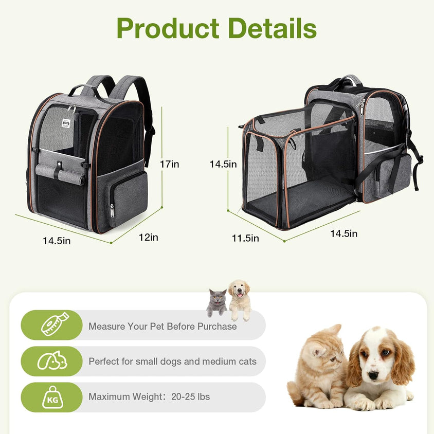 Large Expandable Pet Carrier Backpack - CatebyPets