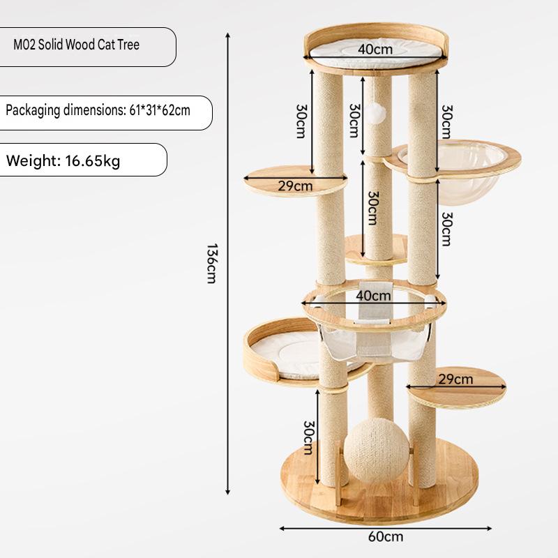 Solid Wood Cat Trees: Multiple Cat Tree Tower, Handmade Wood