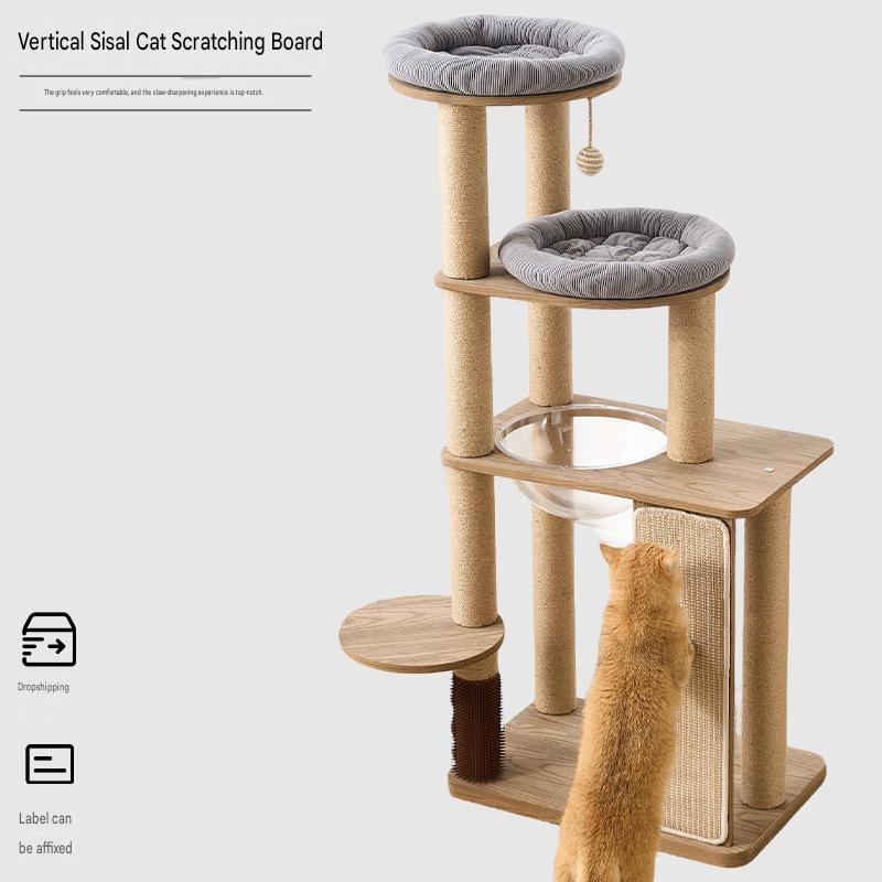 Multiple Black Walnut Cat Climbing Tree Indoor - CatebyPets