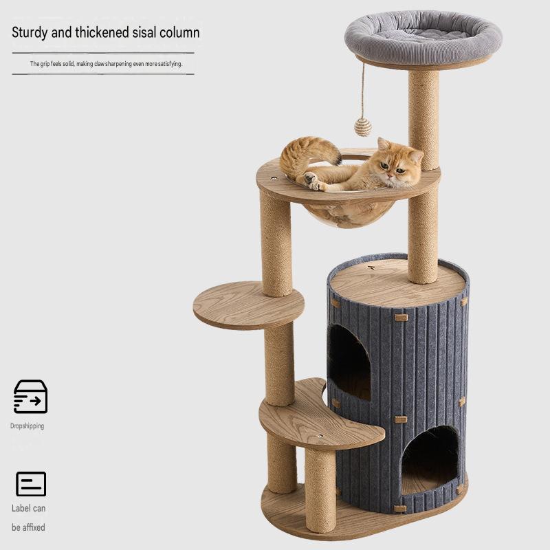 Multiple Black Walnut Cat Climbing Tree Indoor - CatebyPets