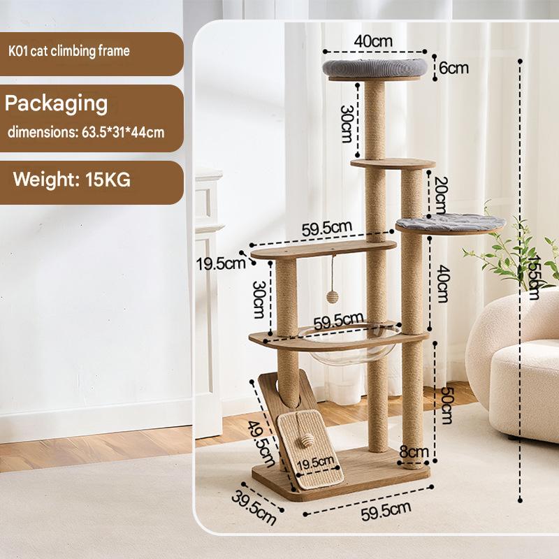 Multiple Black Walnut Cat Climbing Tree Indoor - CatebyPets