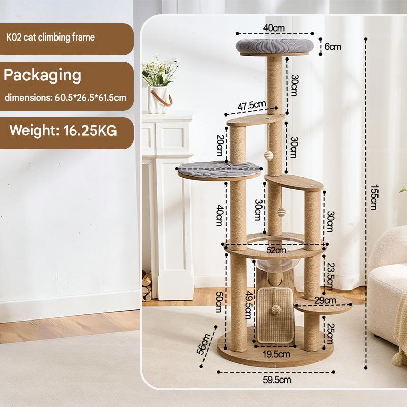 Multiple Black Walnut Cat Climbing Tree Indoor - CatebyPets
