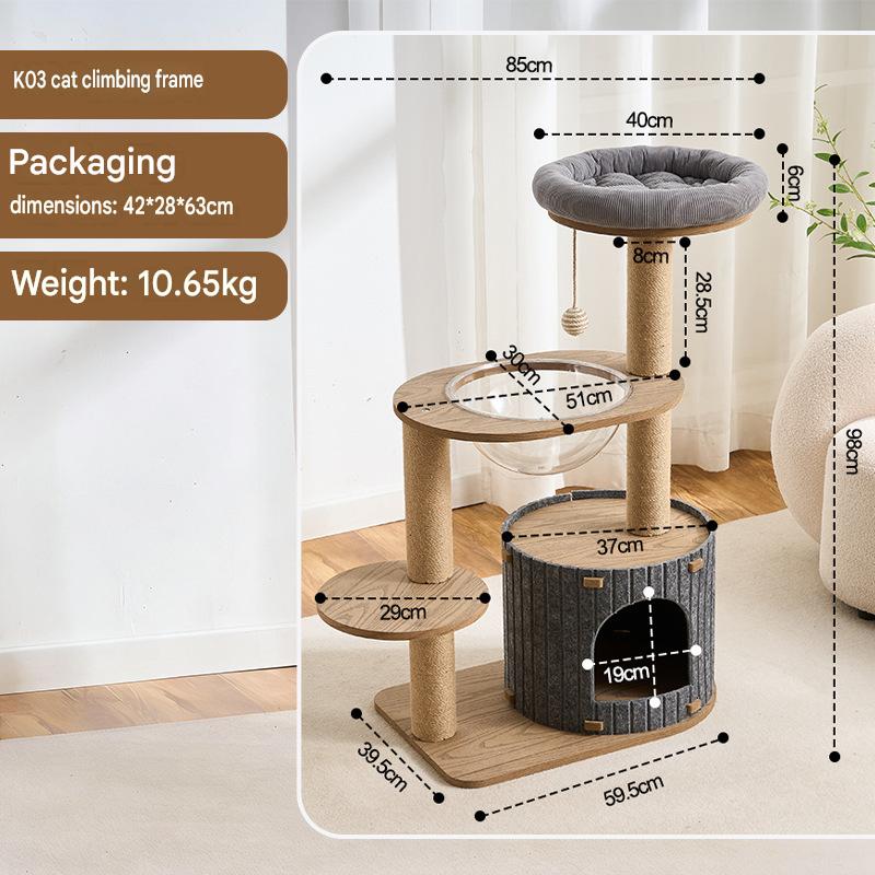 Multiple Black Walnut Cat Climbing Tree Indoor - CatebyPets
