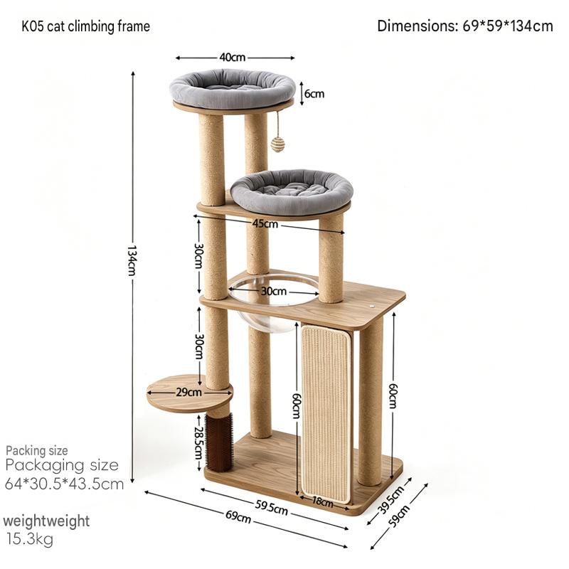 Multiple Black Walnut Cat Climbing Tree Indoor - CatebyPets