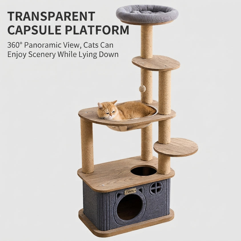 Multiple Black Walnut Cat Climbing Tree Indoor - CatebyPets