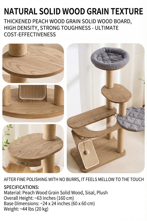 Multiple Black Walnut Cat Climbing Tree Indoor - CatebyPets
