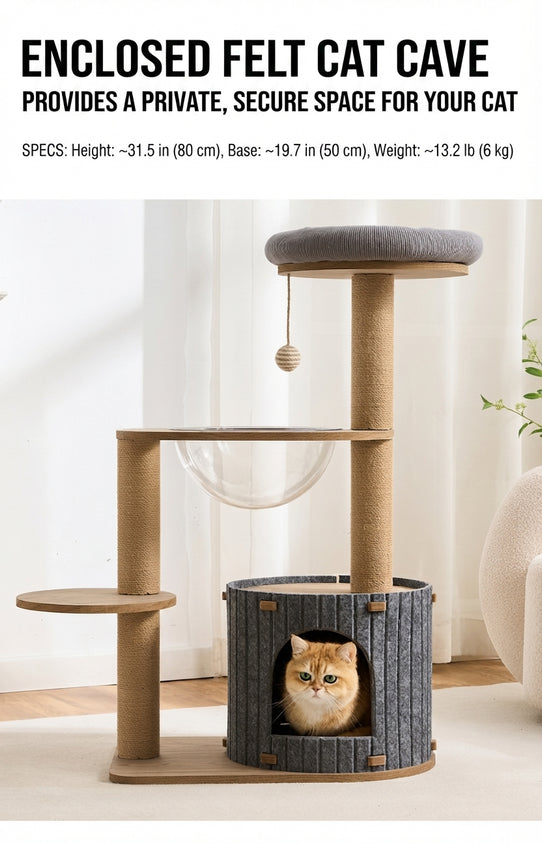 Multiple Black Walnut Cat Climbing Tree Indoor - CatebyPets