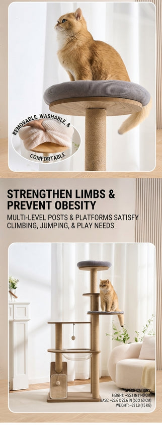 Multiple Black Walnut Cat Climbing Tree Indoor - CatebyPets
