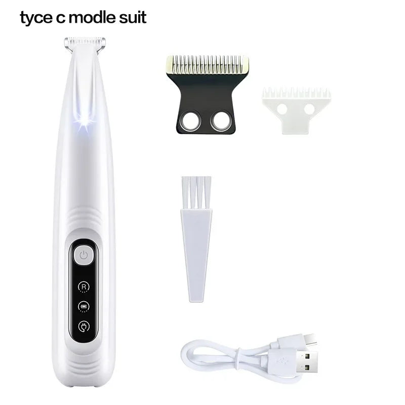New Dog Paw Trimmer with LED Light Fully Waterproof Pet Hair Trimmer with LED Display Dog Clippers for Grooming 18mm Widen Blade - CatebyPets