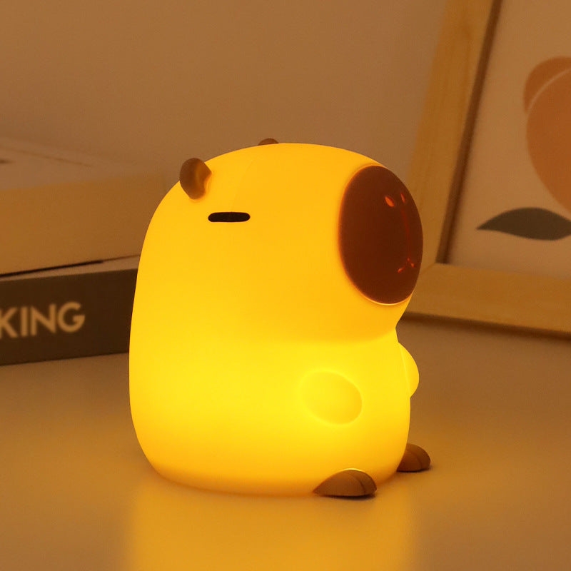 Cute Silicone Night Light for Kids Nursery | Squishy Animal LED Lamp (Capybara, Duck, Mushroom) | Rechargeable Touch Sensor Bedside Light - CatebyPets