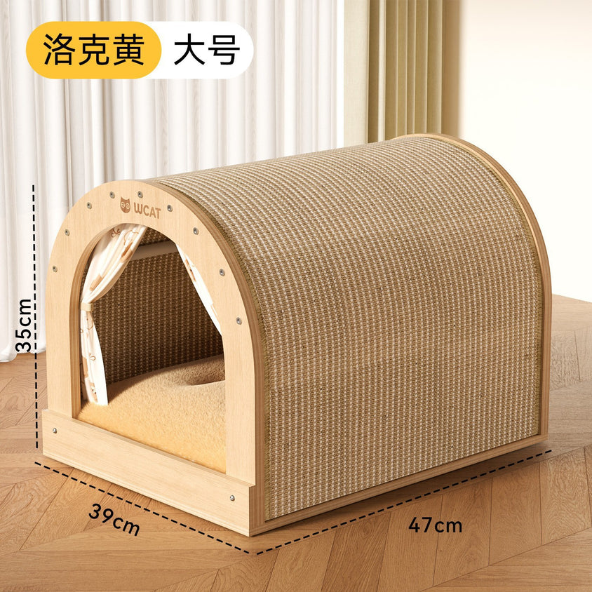 Solid wood sisal cat scratching board drawer nest, scratch-resistant and wear-resistant
