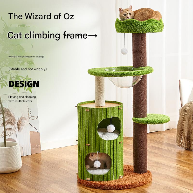 Feline Haven: Cozy Cat Tree & Bed Combo for Cats Fish Fun - CatebyPets