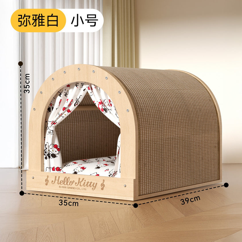 Solid wood sisal cat scratching board drawer nest, scratch-resistant and wear-resistant