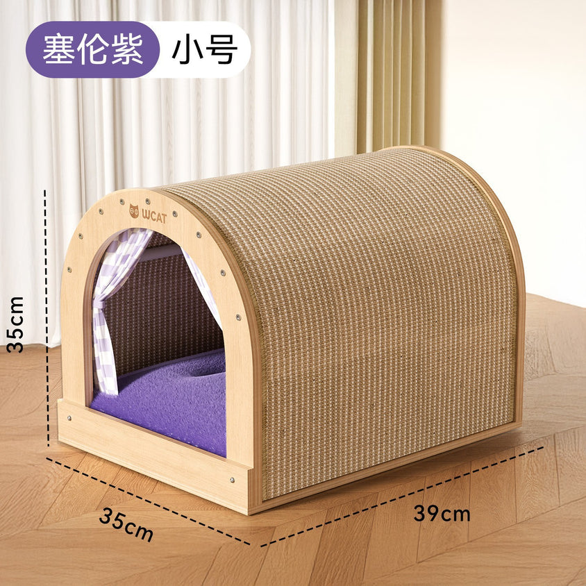 Solid wood sisal cat scratching board drawer nest, scratch-resistant and wear-resistant