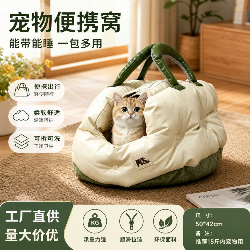 便携提手猫窝外出专用狗窝中小型犬猫外出车载居家两用窝批发代发