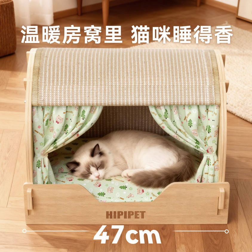 Solid wood sisal cat scratching board drawer nest, scratch-resistant and wear-resistant