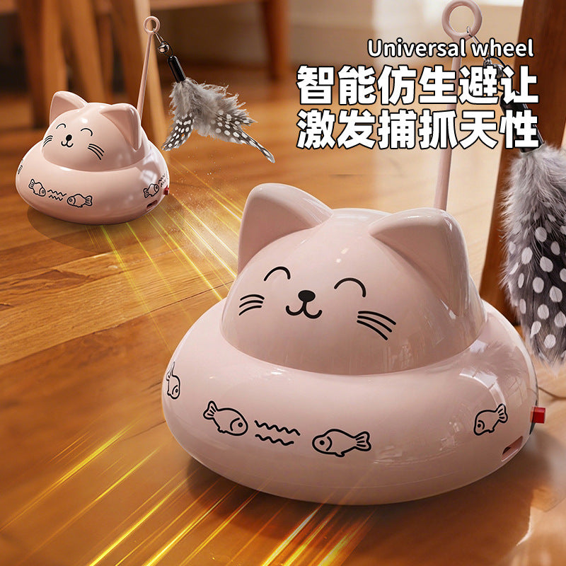 智能自动逗猫玩具自嗨解闷电动感应猫咪玩具羽毛逗猫棒宠物用品