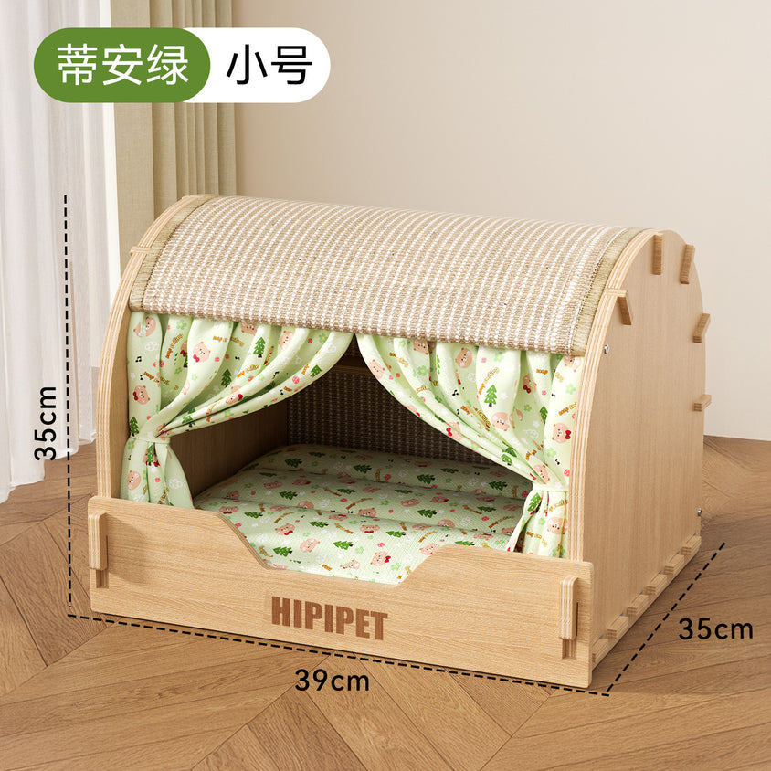 Solid wood sisal cat scratching board drawer nest, scratch-resistant and wear-resistant