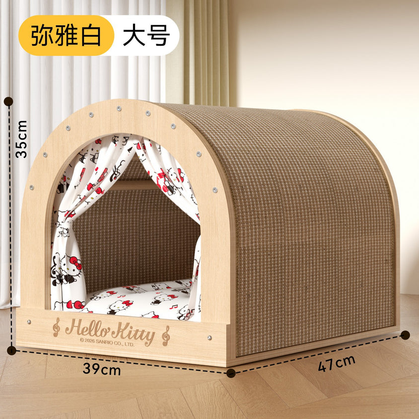 Solid wood sisal cat scratching board drawer nest, scratch-resistant and wear-resistant