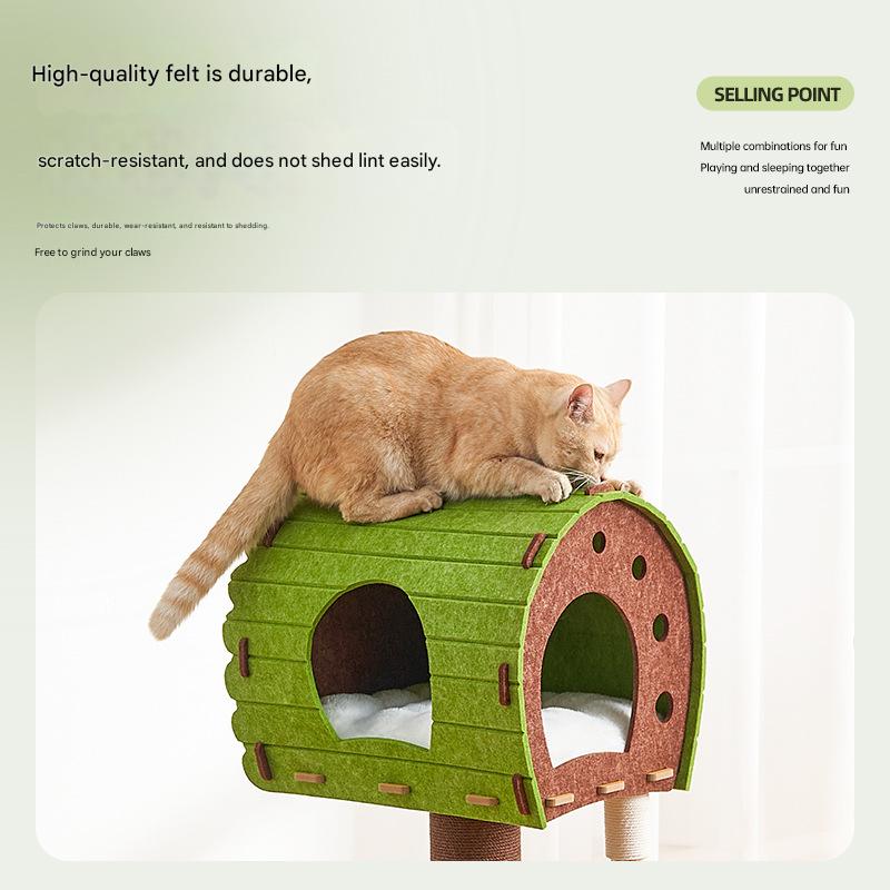 Feline Haven: Cozy Cat Tree & Bed Combo for Cats Fish Fun - CatebyPets