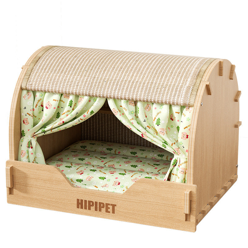 Solid wood sisal cat scratching board drawer nest, scratch-resistant and wear-resistant