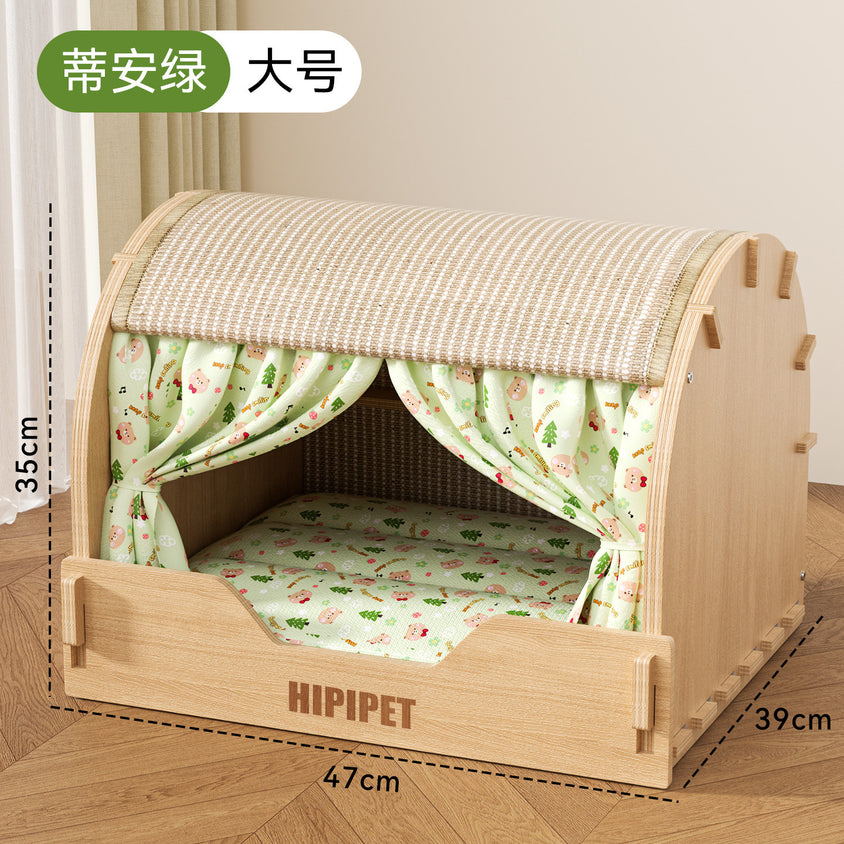 Solid wood sisal cat scratching board drawer nest, scratch-resistant and wear-resistant