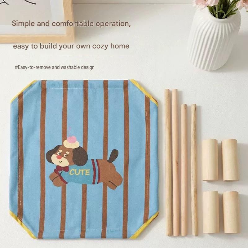 Pet Bed House: All-Season Wooden Removable Washable Comfort