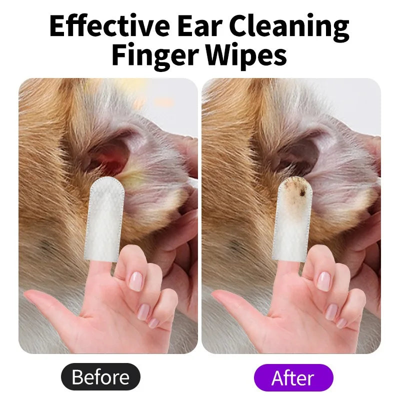 Pet cleaning products  Ear cleaning wipes  Ear care fingertips  Ear mite removal  Cat and dog ear cleaning pet products - CatebyPets