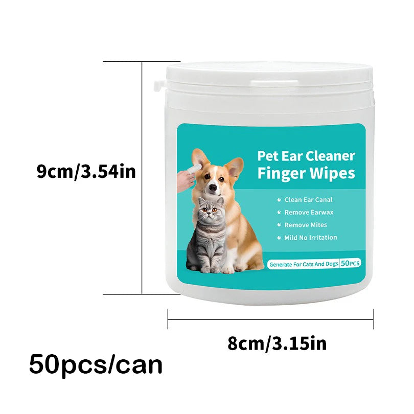 Pet cleaning products  Ear cleaning wipes  Ear care fingertips  Ear mite removal  Cat and dog ear cleaning pet products - CatebyPets