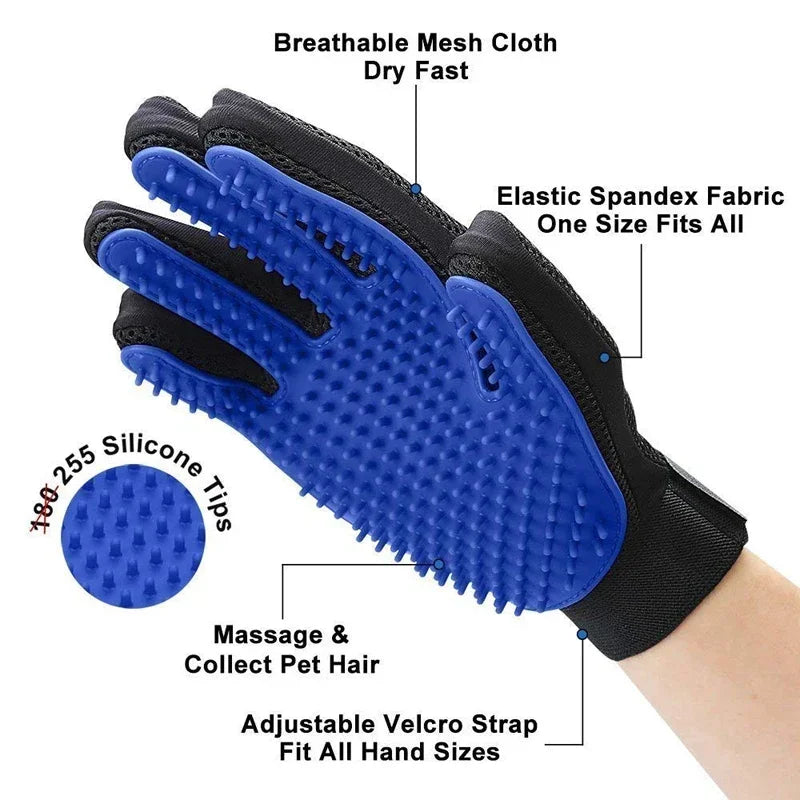 Silicone Pet Grooming Gloves Cats Hair Brush and Comb Gloves to Bathe Dogs Cleaning Hair Removal  for Dog Animal Use Supplies - CatebyPets