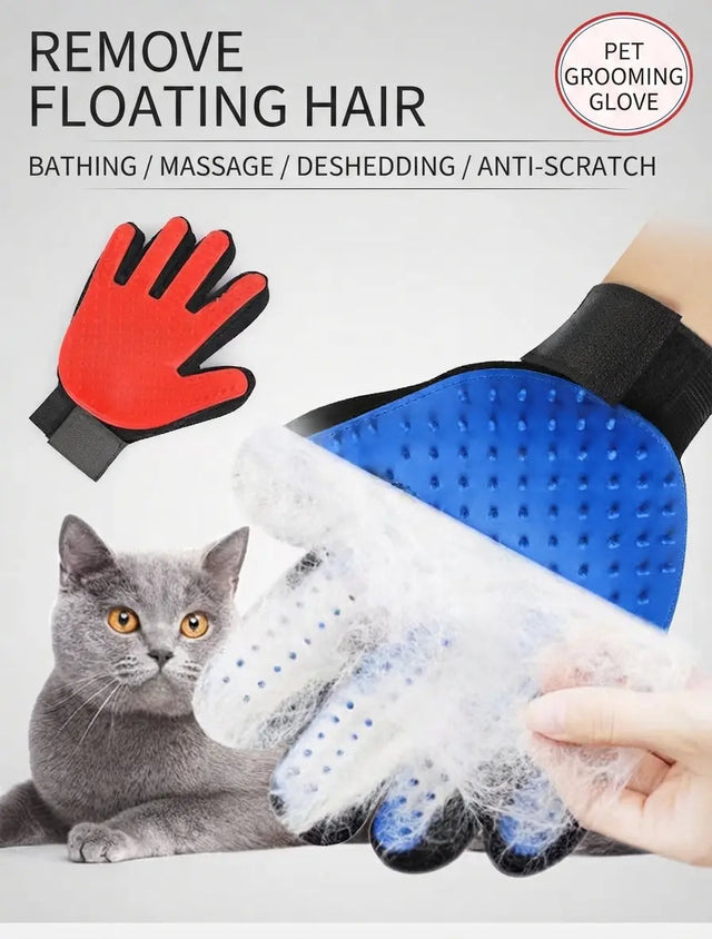 Pet Hair Glove Remover Silicone Grooming Gloves For Cats & Dogs - CatebyPets