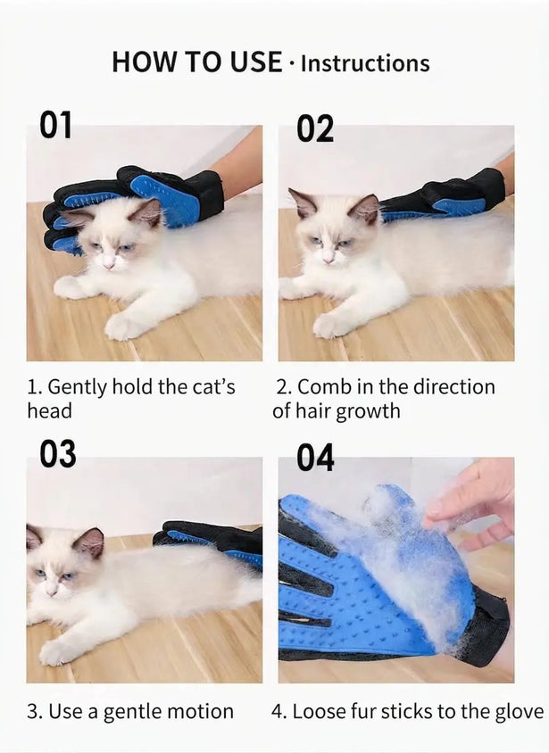 Pet Hair Glove Remover Silicone Grooming Gloves For Cats & Dogs - CatebyPets