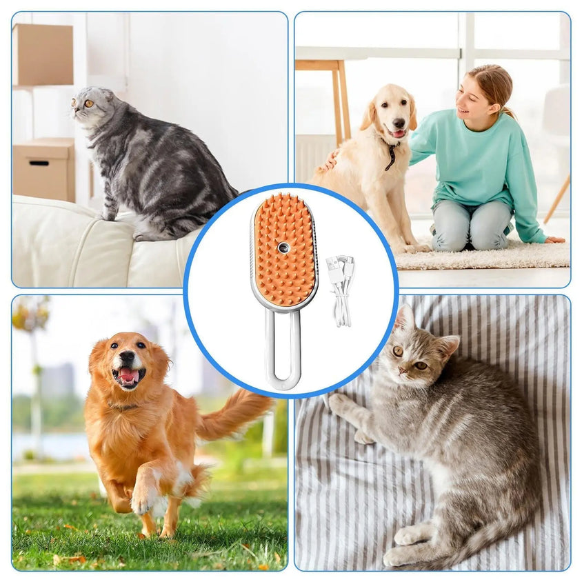 Pet Steam Brush Cat Dog Cleaning Steamy Spray comb - CatebyPets