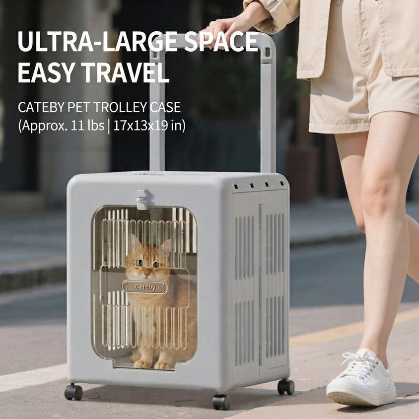 Pet Travel Carrier With Wheels: Foldable Rolling Case For Pets - CatebyPets