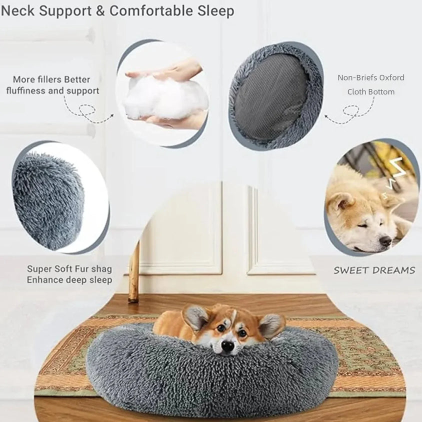 40-90cm 6 Sizes Round Pet Bed for Large Dog Bed Super Soft Cat Bed Plush Dog House for Medium Dog House Winter Warm Sleeping - CatebyPets