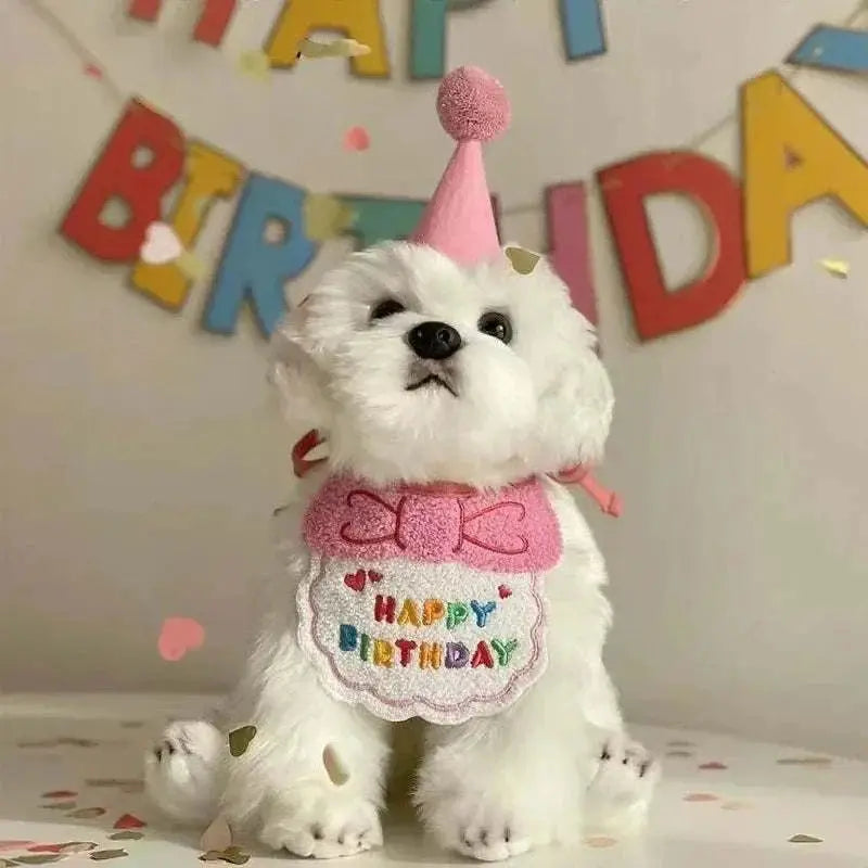 Adorable Dog & Cat Birthday Hat & Bandana Set - CatebyPets