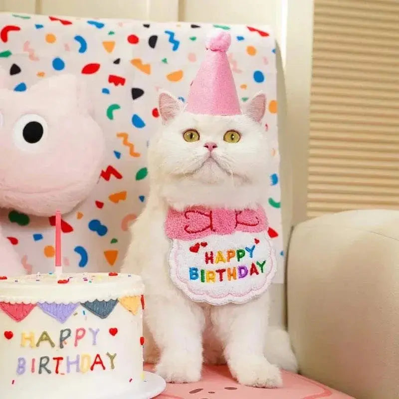 Adorable Dog & Cat Birthday Hat & Bandana Set - CatebyPets