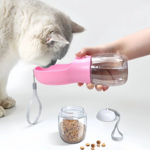 2 In1 Dog Cat Water Bottle with Storage Food and Water Container for Puppy Pets Dogs Feeder Bowl Outdoor Travel Pet Supplies