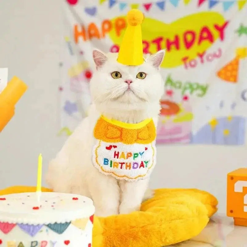 Adorable Dog & Cat Birthday Hat & Bandana Set - CatebyPets